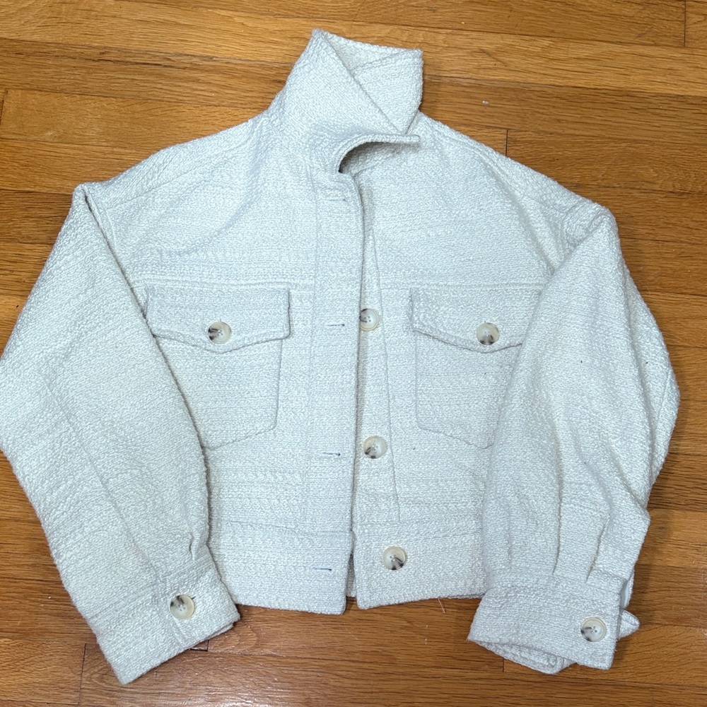 Anthropologie Cream Textured Jacket